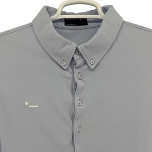 Morse Code Alpha1 Mens XL Polo Shirt Light Sky Blue‎ Pique Stretch Button Down